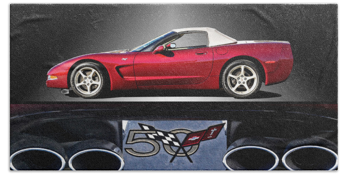 Auto Bath Towel featuring the photograph 2002 Corvette 50th Anniversary Convertible II by Dave Koontz
