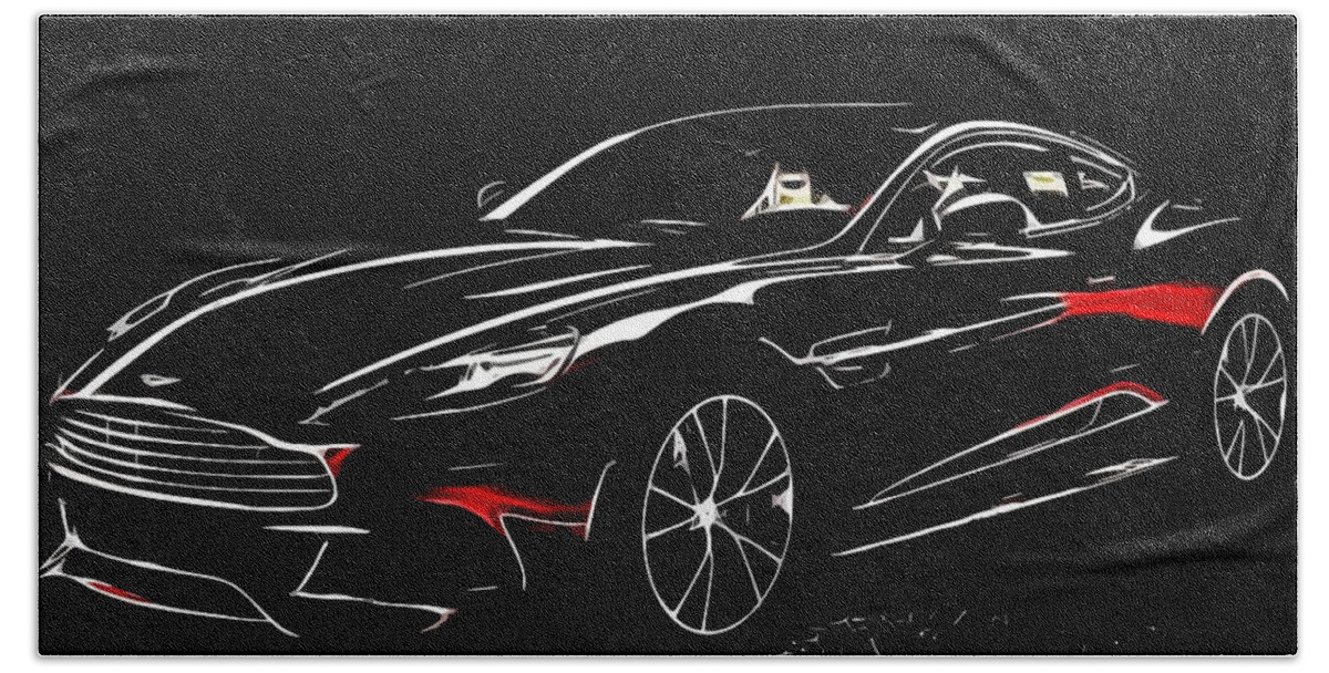 Car Hand Towel featuring the digital art 2013 Aston Martin Vanquish by Maciek Froncisz