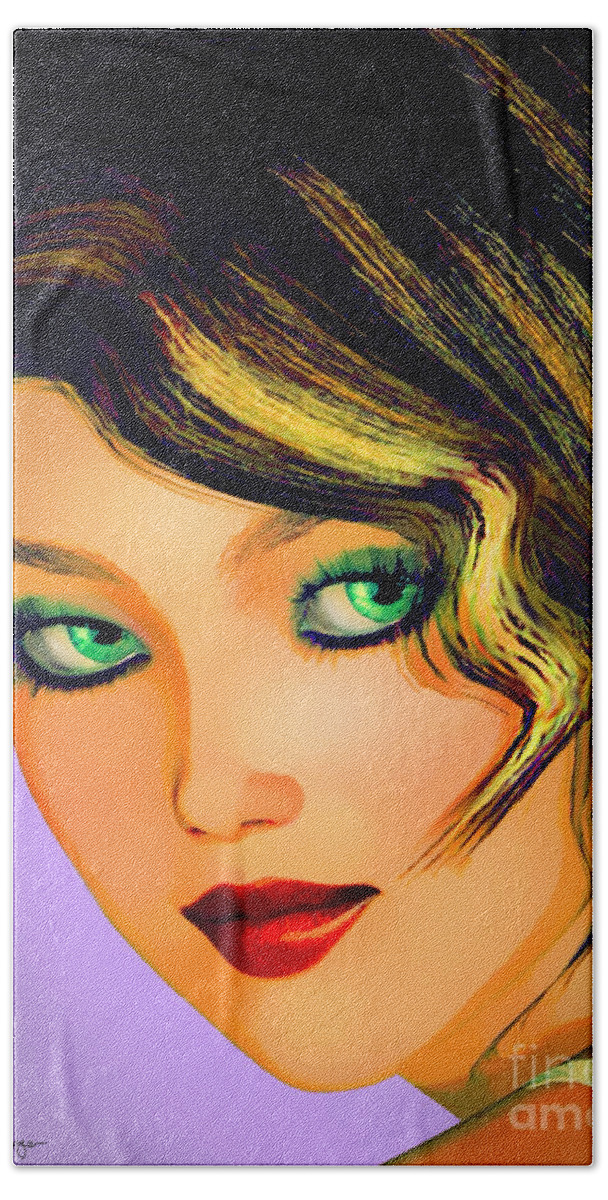20's Hand Towel featuring the mixed media 20's Girl Pop by Alicia Hollinger