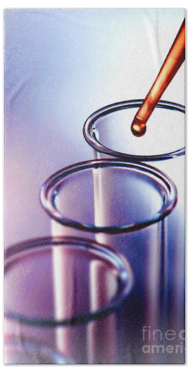 Test Hand Towel featuring the photograph Laboratory Experiment in Science Research Lab #21 by Science Research Lab