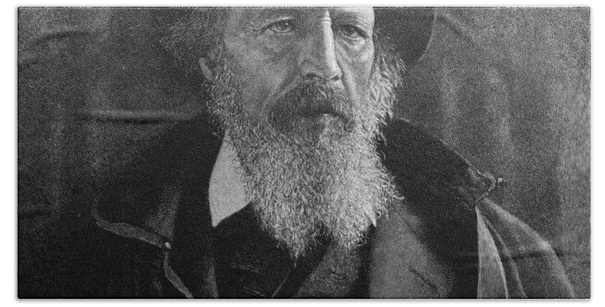 1892 Bath Towel featuring the painting Alfred Tennyson (1809-1892) #22 by Granger