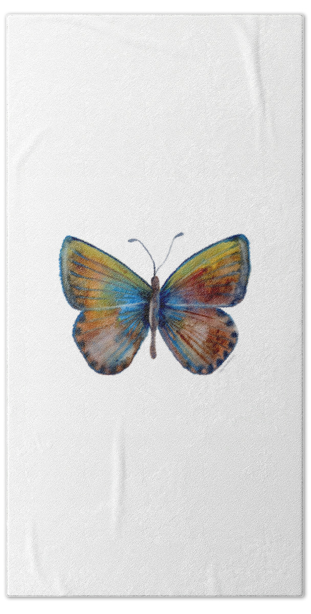 Clue Hand Towel featuring the painting 22 Clue Butterfly by Amy Kirkpatrick