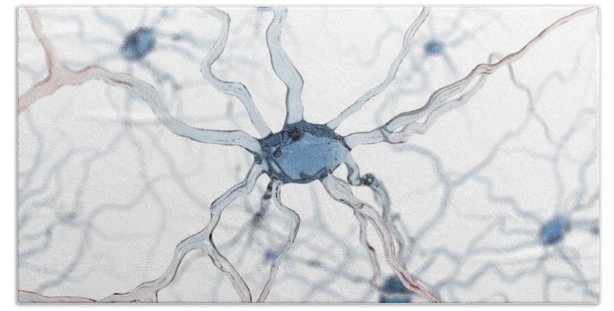 Digitally Generated Image Hand Towel featuring the photograph Neurons #38 by Science Picture Co