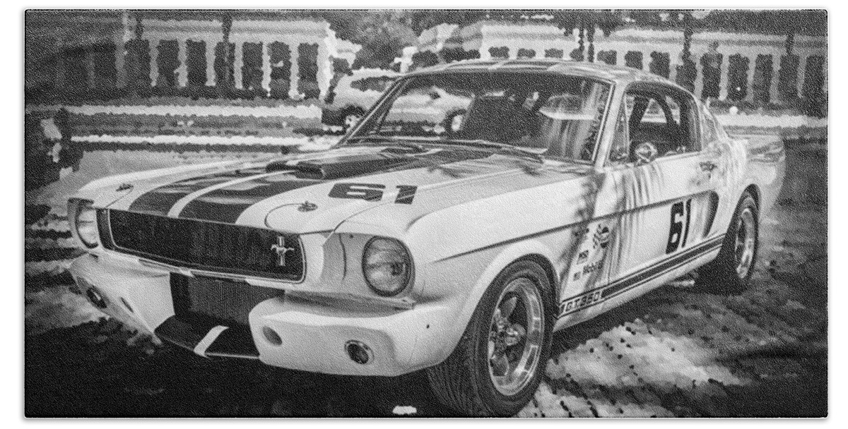 1965 Ford Mustang Bath Towel featuring the photograph 1965 Ford Shelby Mustang BW #3 by Rich Franco