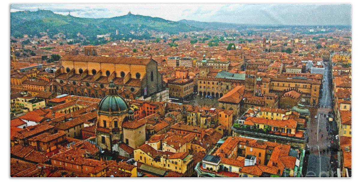 Churches Bath Towel featuring the photograph Aerial Of Bologna, Italy #3 by Tim Holt