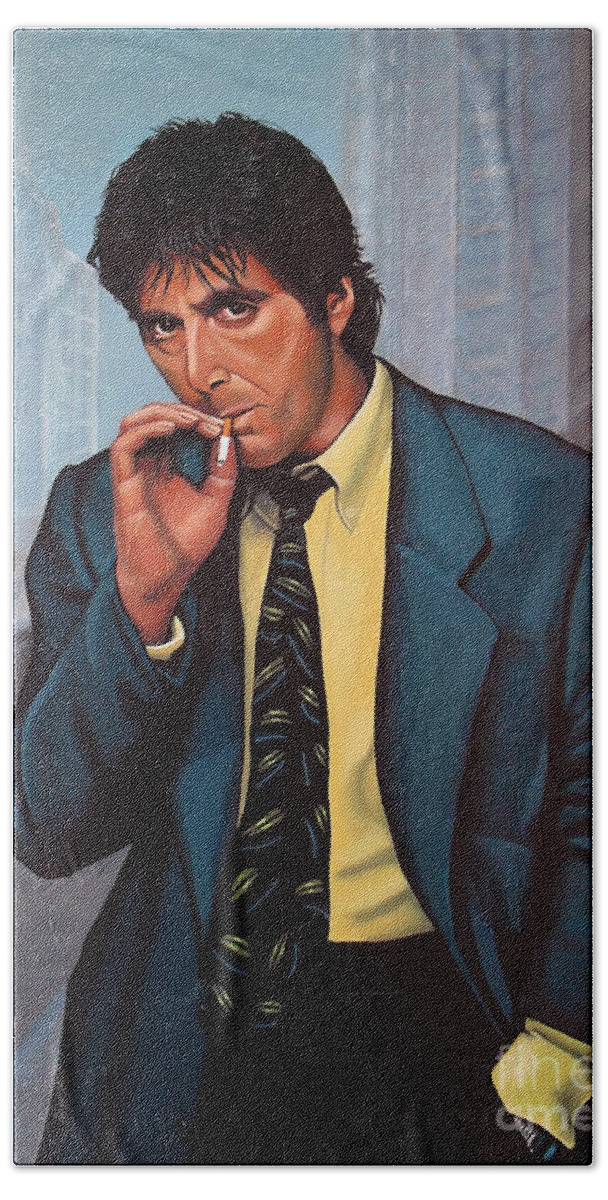 Al Pacino Hand Towel featuring the painting Al Pacino 2 by Paul Meijering