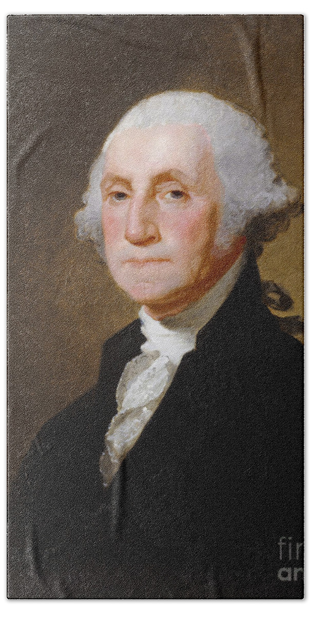 George; Washington; 1st; First; Us; President; United; States; America; Usa; Male; Portrait; Half; Length; Leader Hand Towel featuring the painting George Washington by Gilbert Stuart