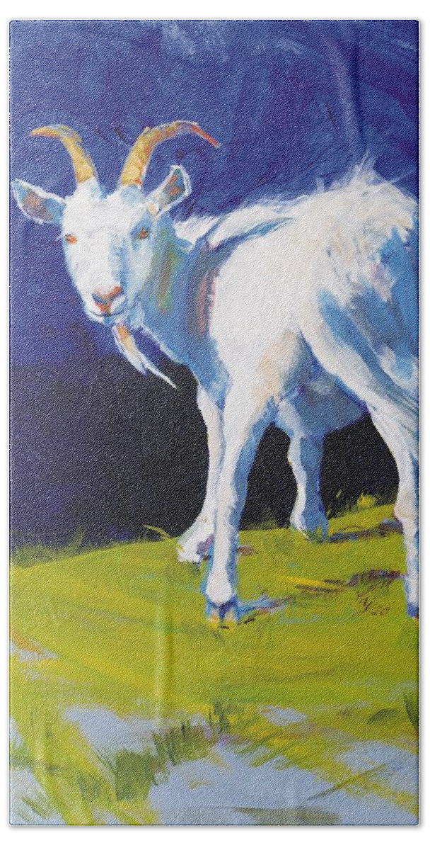 Goats Hand Towel featuring the painting Goat #3 by Mike Jory