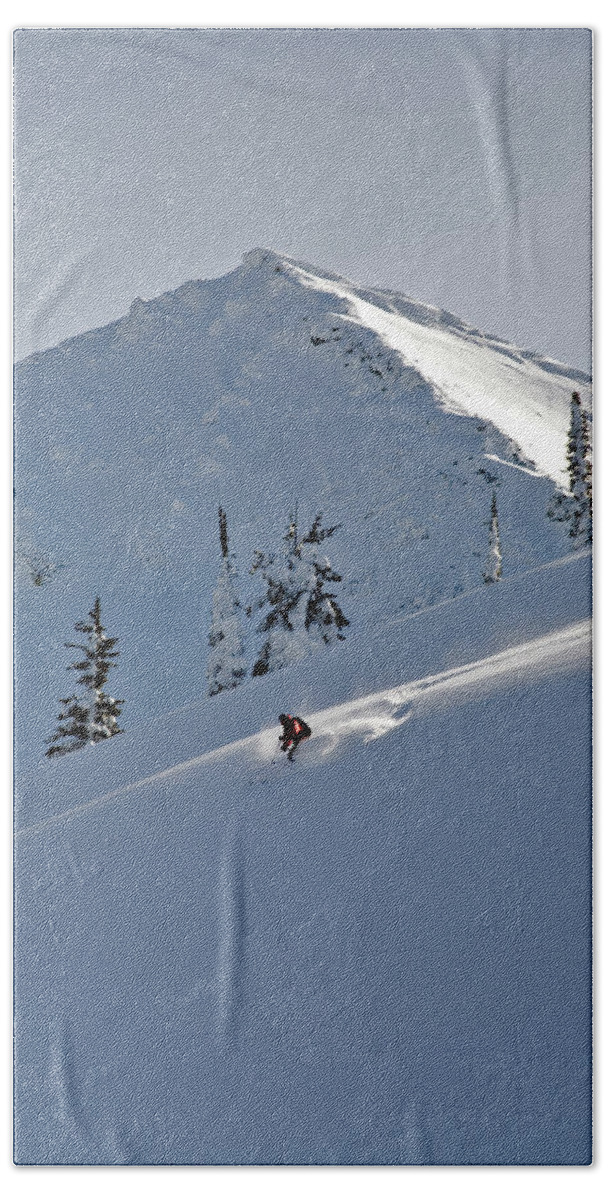 Adventure Hand Towel featuring the photograph Man Skiing, Valhalla Mountain Touring #3 by Whit Richardson