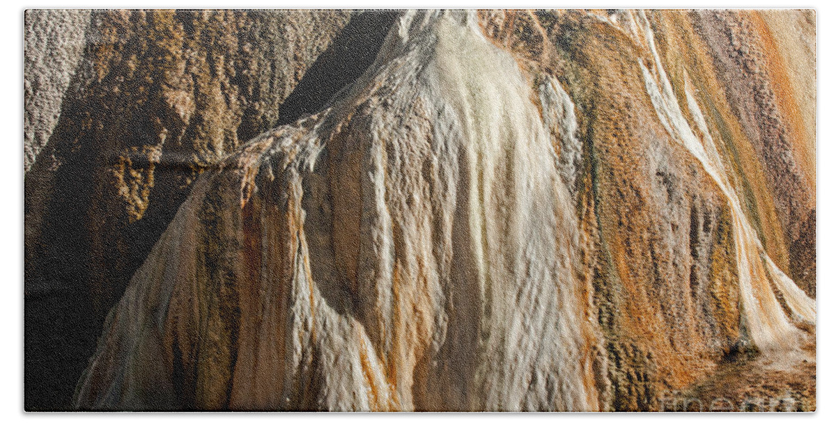 Mammoth Hot Springs Bath Towel featuring the photograph Orange Spring Mound at Mammoth Hot Springs #3 by Fred Stearns