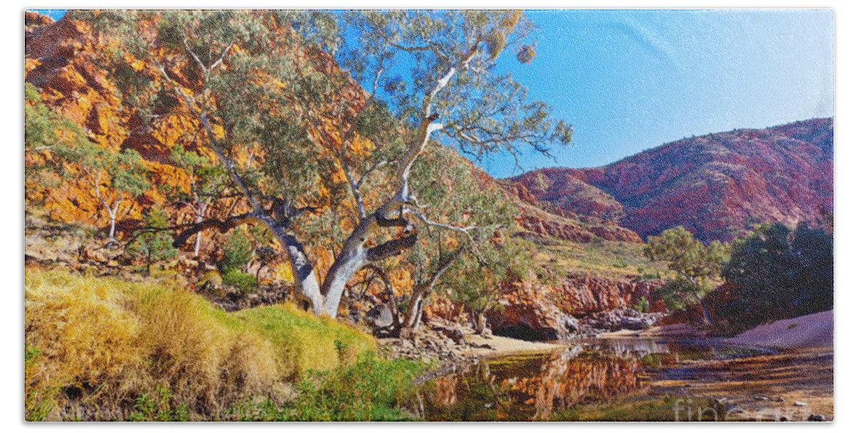 Ormiston Gorge Outback Landscape Central Australia Water Hole Northern Territory Australian West Mcdonnell Ranges Bath Towel featuring the photograph Ormiston Gorge #3 by Bill Robinson