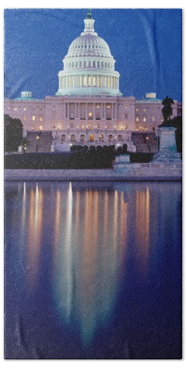 Photography Bath Towel featuring the photograph Reflection Of A Government Building #3 by Panoramic Images