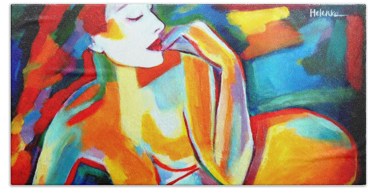 Art Bath Towel featuring the painting Repose by Helena Wierzbicki