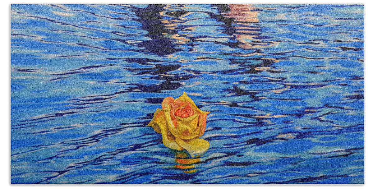 Flower Bath Towel featuring the painting Roam with Freedom by Christopher Shellhammer