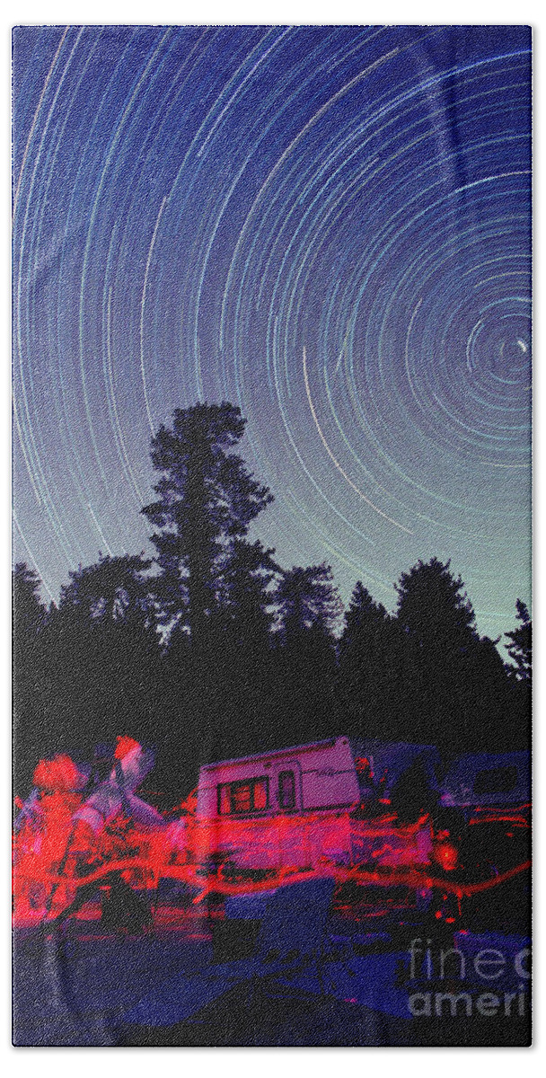 Star Trail Bath Towel featuring the photograph Star Trails #3 by Chris Cook