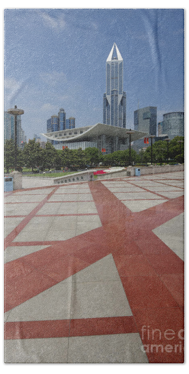 Asia Hand Towel featuring the photograph View From Peoples Park, Shanghai #3 by John Shaw
