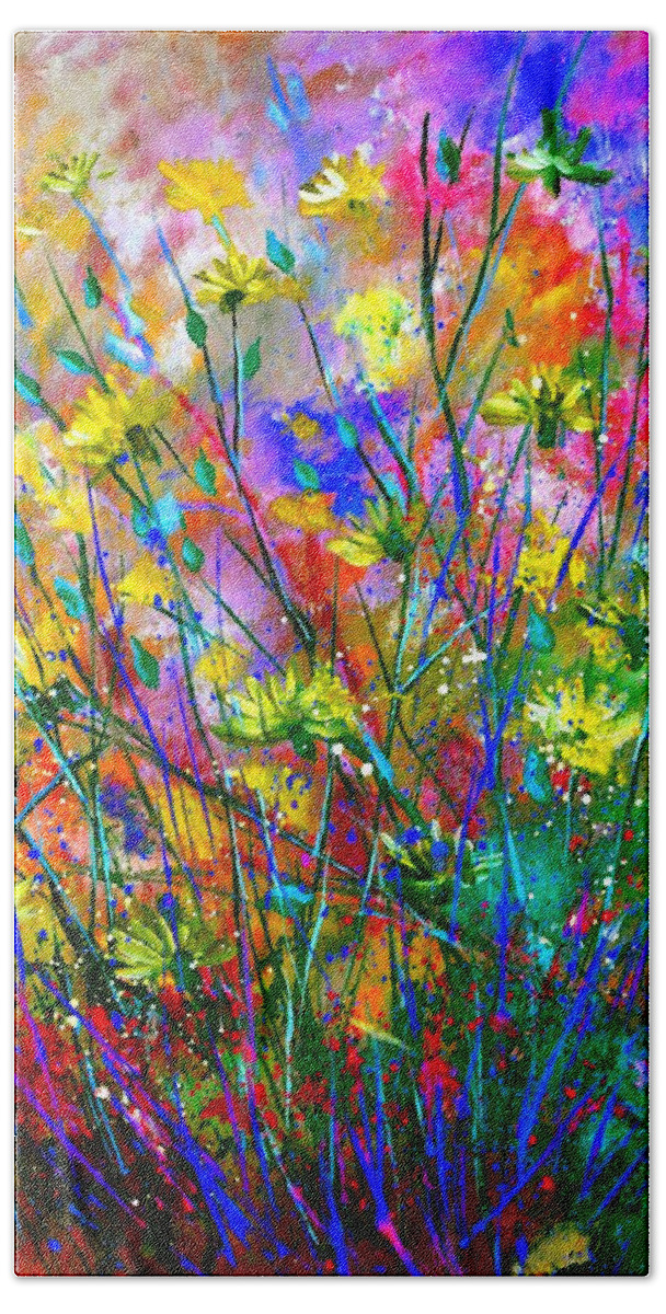 Flowers Hand Towel featuring the painting Wild Flowers #3 by Pol Ledent