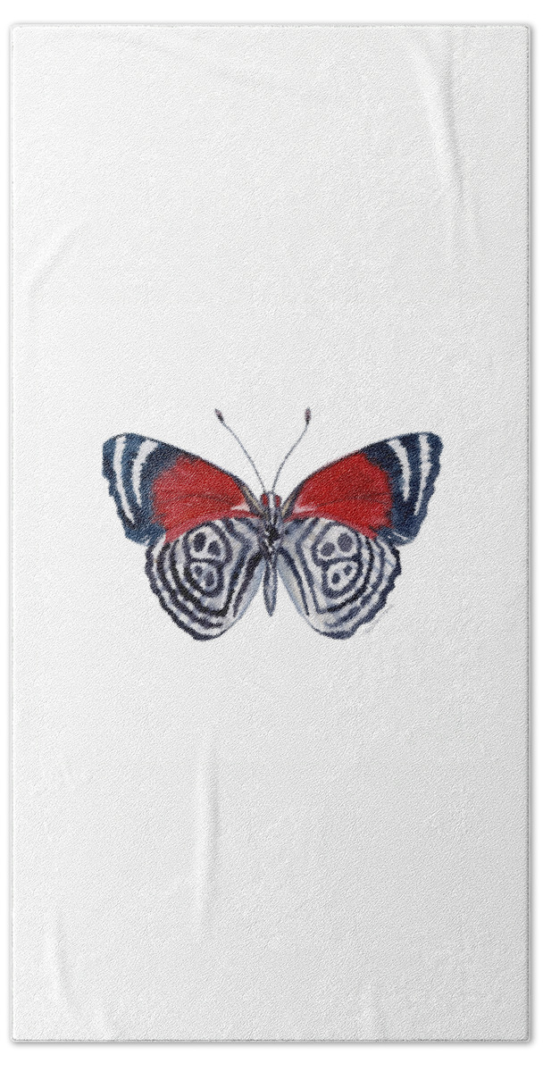 Diathria Hand Towel featuring the painting 37 Diathria Clymena Butterfly by Amy Kirkpatrick
