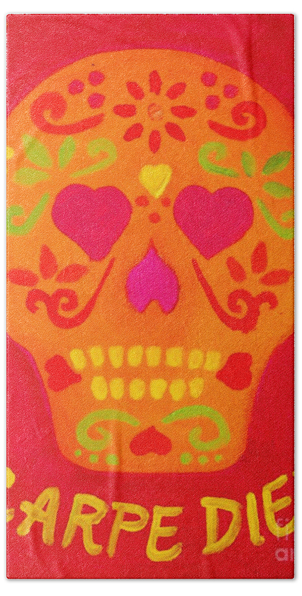 Skull Hand Towel featuring the painting Carpe Diem Series #10 by Janet McDonald