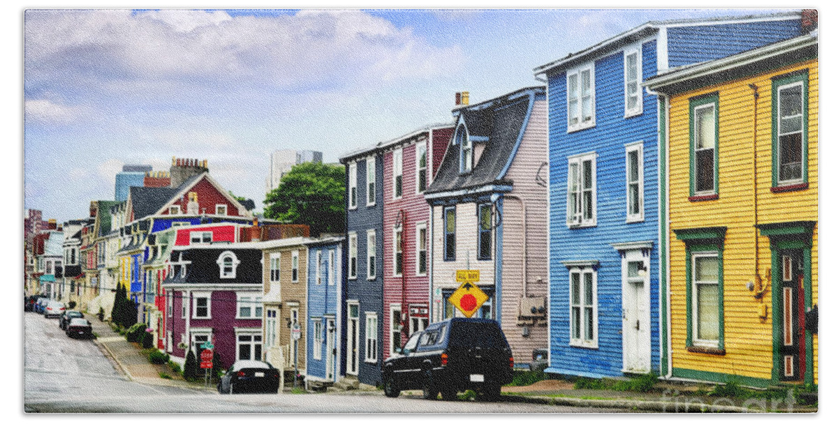 Street Hand Towel featuring the photograph Colorful houses in St. John's 3 by Elena Elisseeva