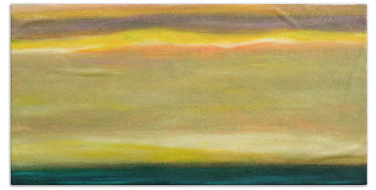 Brown Bath Towel featuring the painting Horizons #1 by Gina De Gorna