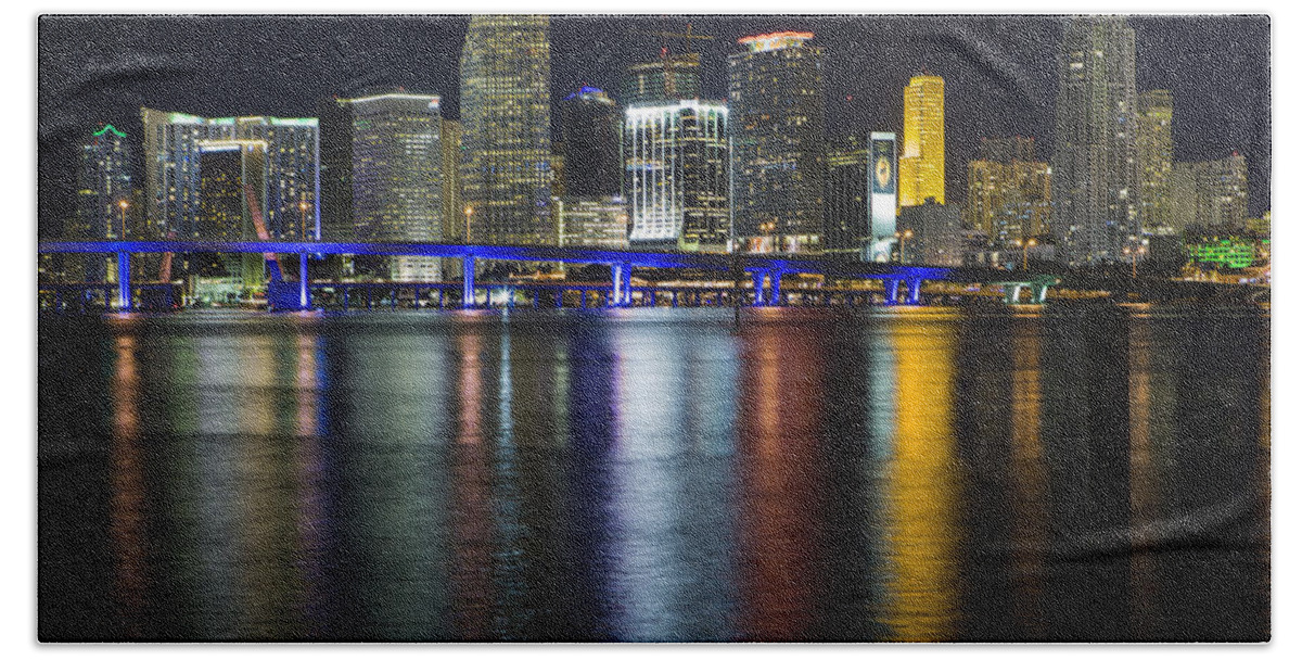 Architecture Hand Towel featuring the photograph Miami Downtown Skyline by Raul Rodriguez