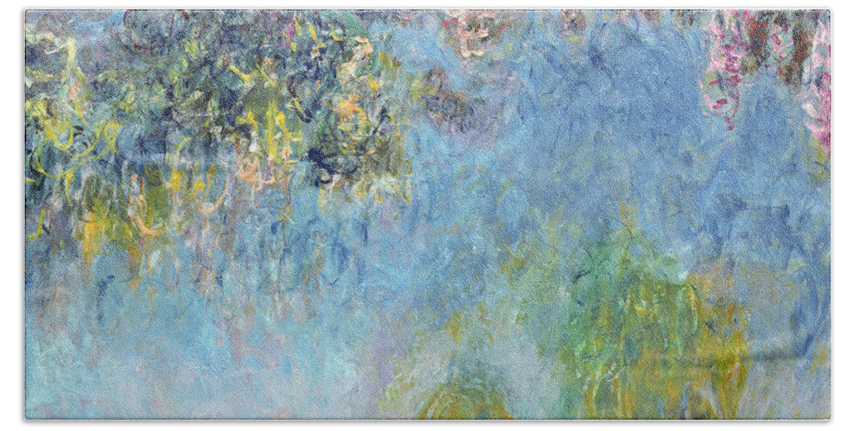 Impressionist Hand Towel featuring the painting Wisteria by Claude Monet