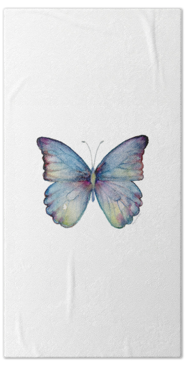 Celestina Hand Towel featuring the painting 43 Blue Celestina Butterfly by Amy Kirkpatrick