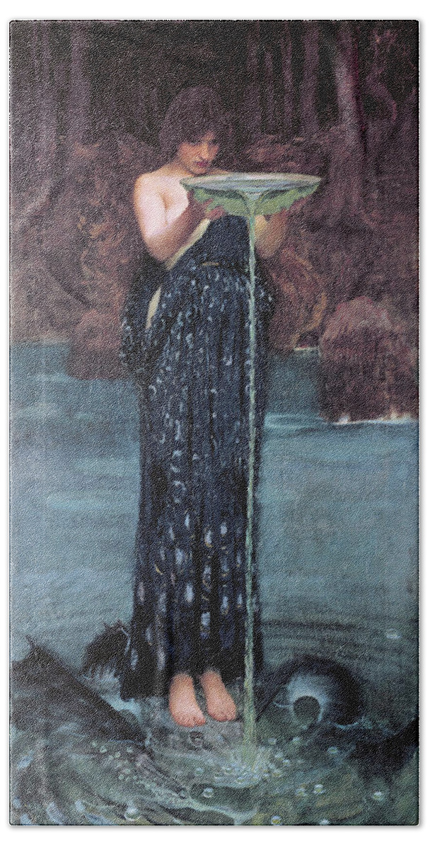 Circe Invidiosa Bath Towel featuring the painting Circe Invidiosa #14 by John William Waterhouse