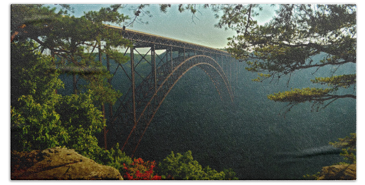 New River Gorge Hand Towel featuring the photograph New River Gorge Bridge by Lisa Lambert-Shank