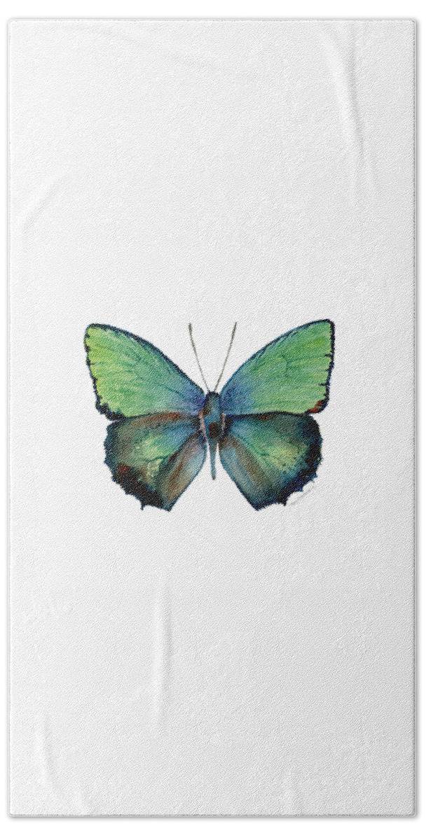 Arhopala Hand Towel featuring the painting 52 Arhopala Aurea Butterfly by Amy Kirkpatrick