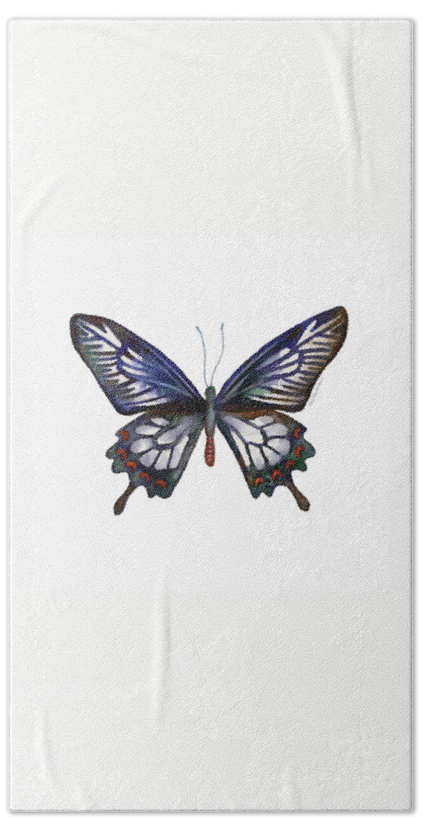 Ceylon Bath Towel featuring the painting 54 Ceylon Rose Butterfly by Amy Kirkpatrick