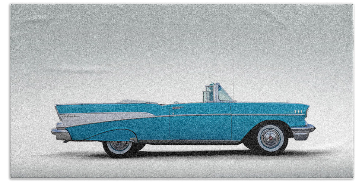 57 Chevy Hand Towel featuring the digital art 57 Chevy Convertible by Douglas Pittman