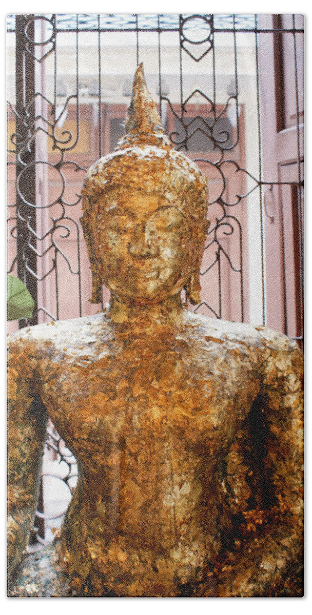 Bangkok Bath Towel featuring the digital art Golden Buddha #6 by Carol Ailles