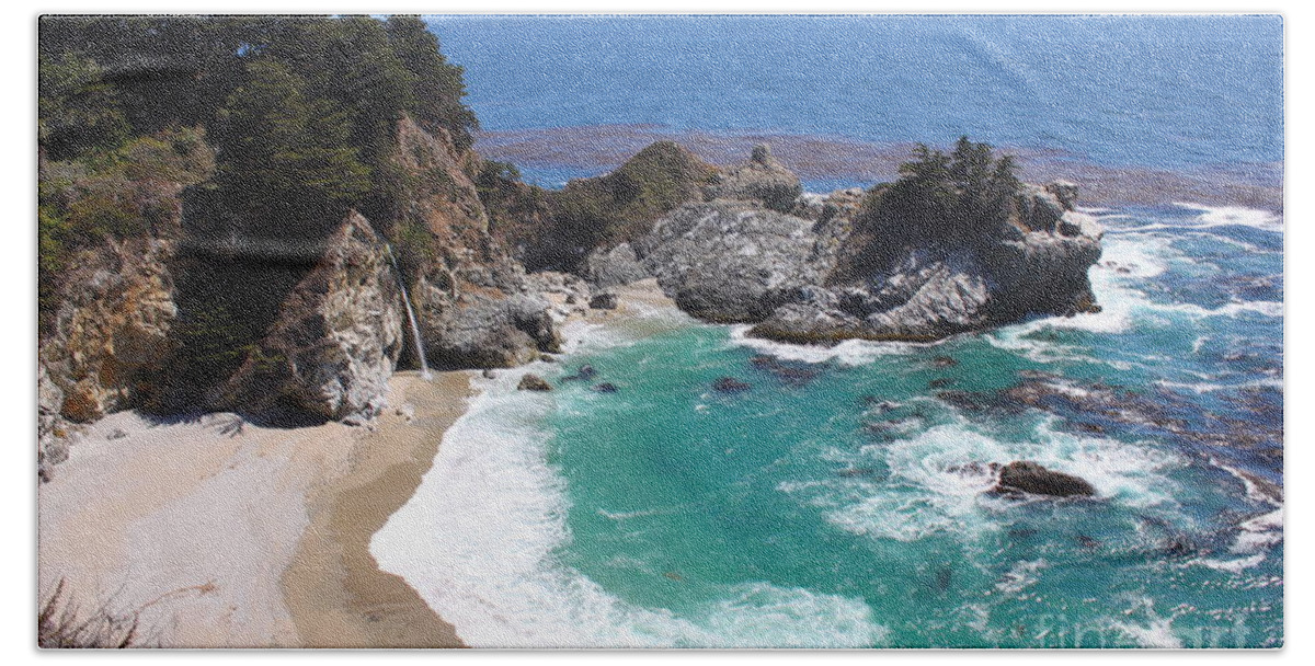 Mcway Falls Hand Towel featuring the photograph McWay Falls #6 by Bev Conover