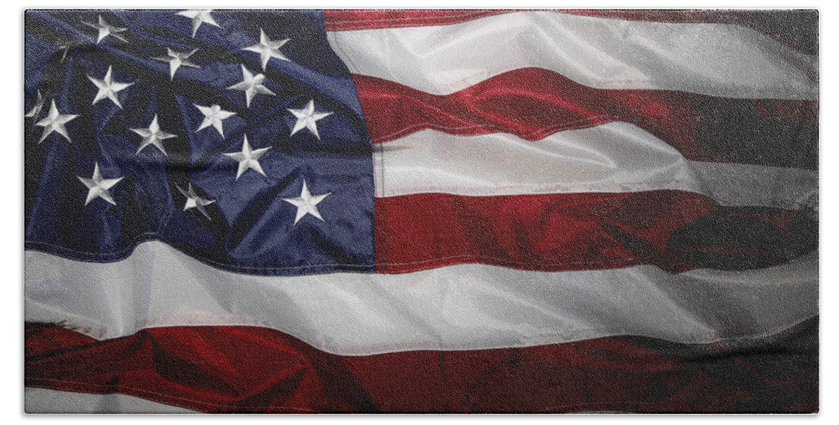 American Flag Bath Towel featuring the photograph American flag 52 by Les Cunliffe
