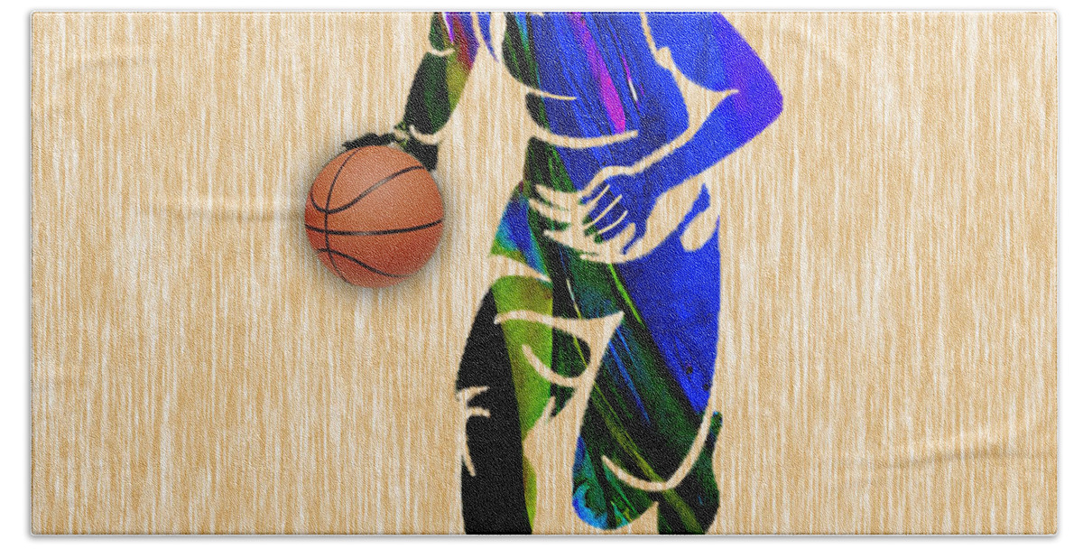 Basketball Bath Towel featuring the mixed media Basketball #7 by Marvin Blaine