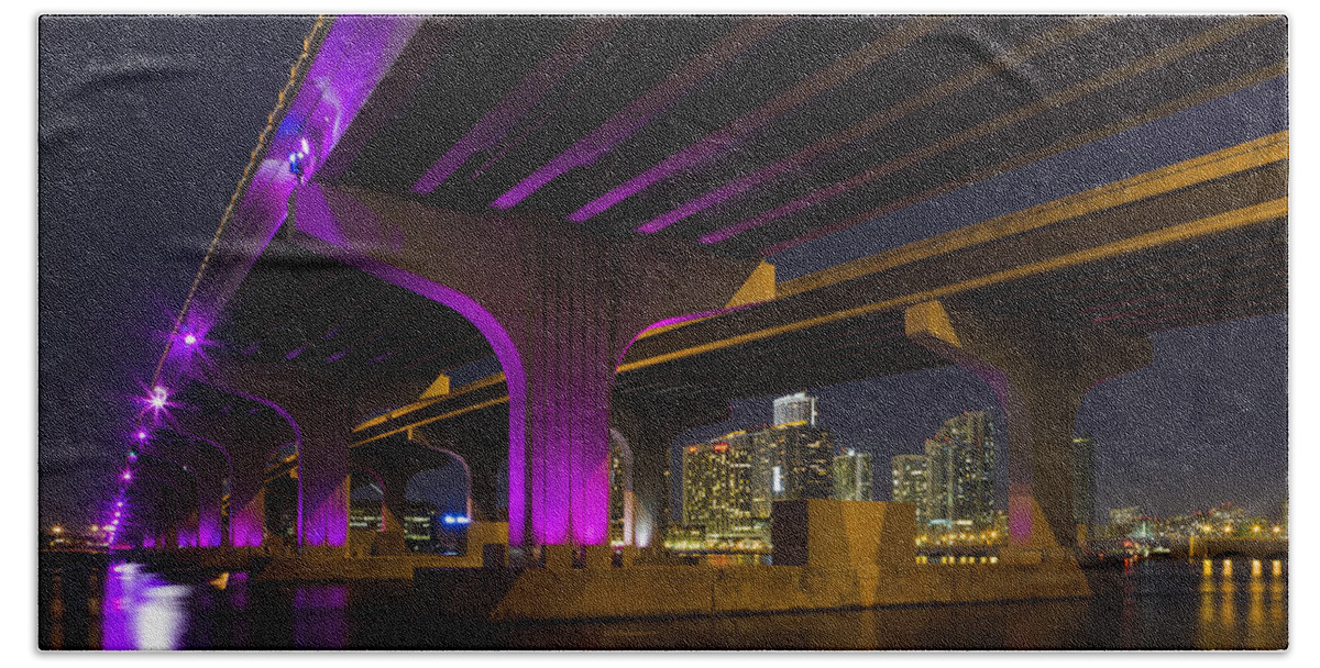 Architecture Hand Towel featuring the photograph Miami Downtown Skyline by Raul Rodriguez