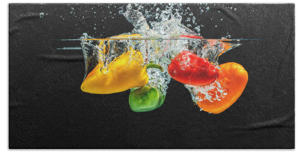Agriculture Hand Towel featuring the photograph Splashing Paprika by Peter Lakomy