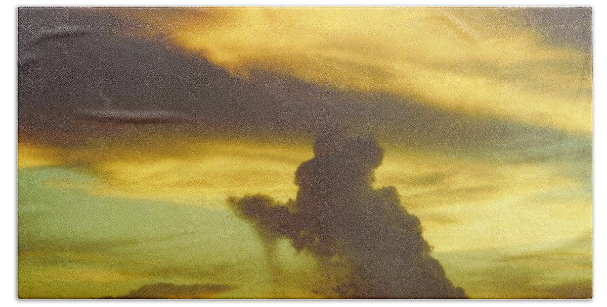 Rare Green Sky And Gold Clouds Hand Towel featuring the photograph Sky Scape #71 by Robert Floyd