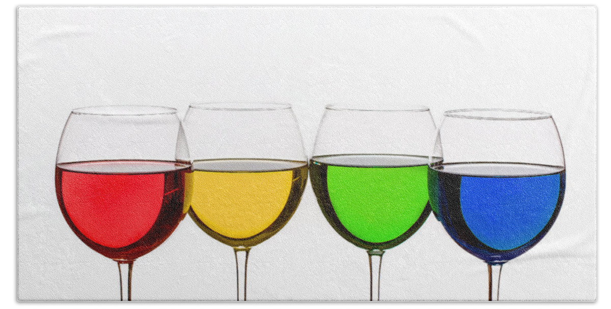 Alcohol Hand Towel featuring the photograph Colorful Wine Glasses by Peter Lakomy
