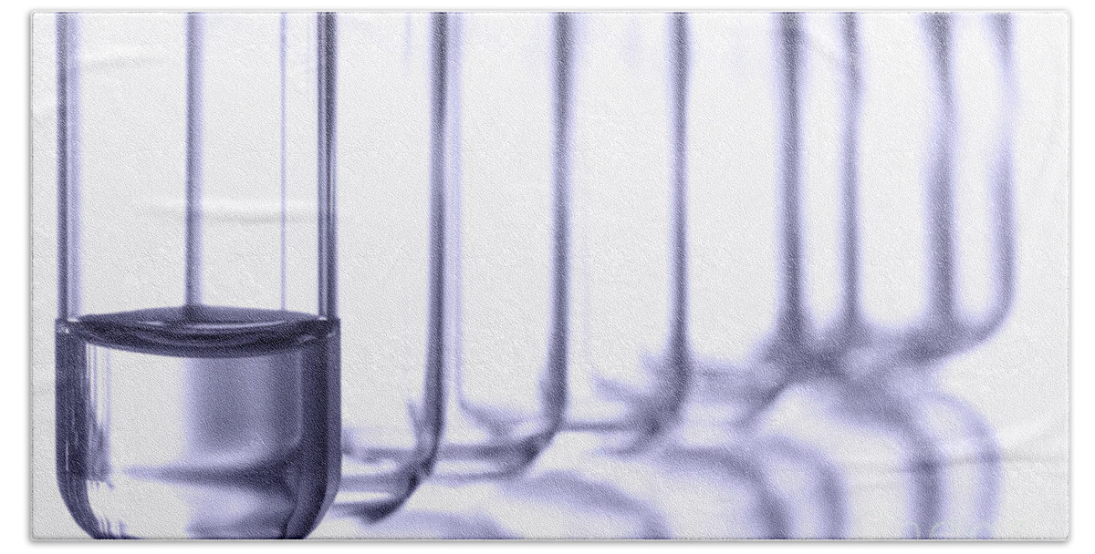 Test Bath Towel featuring the photograph Laboratory Test Tubes in Science Research Lab #8 by Science Research Lab