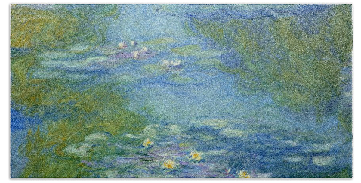 French Bath Sheet featuring the painting Waterlilies by Claude Monet