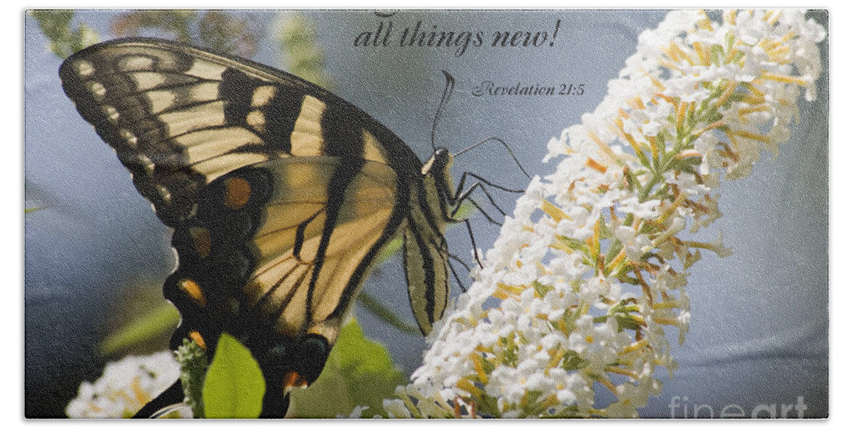 Scripture Bath Towel featuring the photograph Butterfly Scripture #10 by Jill Lang