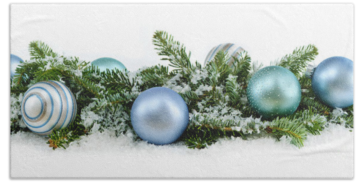Christmas Bath Towel featuring the photograph Christmas ornaments 1 by Elena Elisseeva
