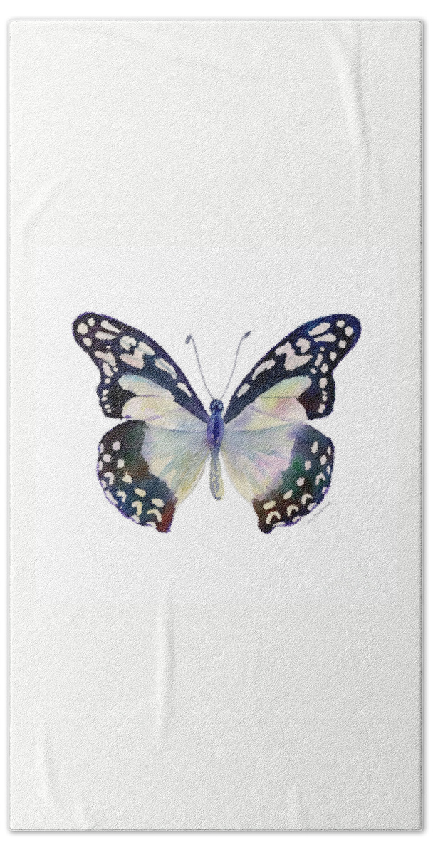 Angola White Lady Butterfly Bath Sheet featuring the painting 90 Angola White Lady Butterfly by Amy Kirkpatrick