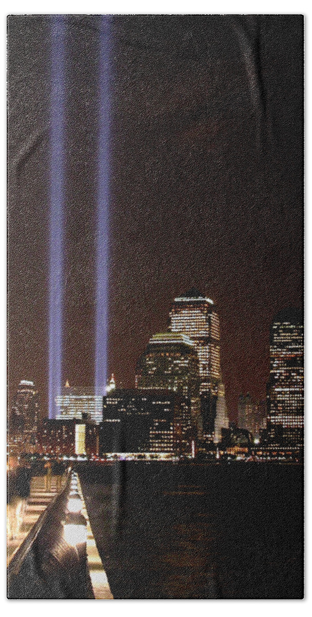 World Trade Center Hand Towel featuring the photograph 911 Anniversary by Gary Slawsky
