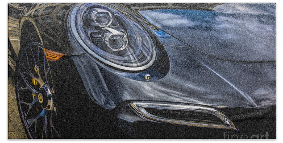 Black Bath Towel featuring the photograph 911 Turbo S by Ken Johnson