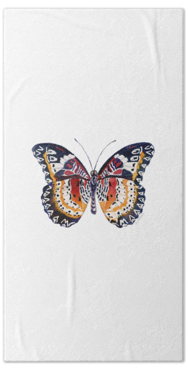 Lacewing Butterfly Hand Towel featuring the painting 94 Lacewing Butterfly by Amy Kirkpatrick