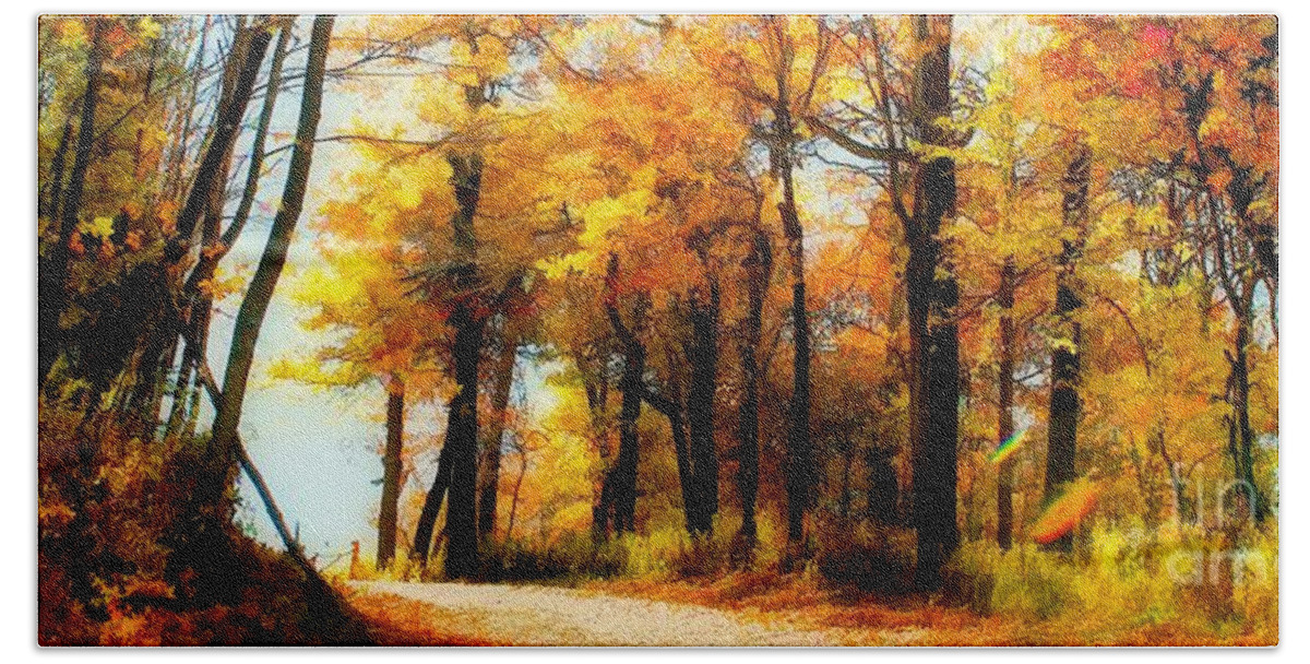 Autumn Leaves Hand Towel featuring the photograph A Golden Day by Lois Bryan